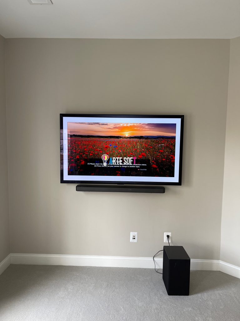 tv mounting with cords hidden and sounbar mounting