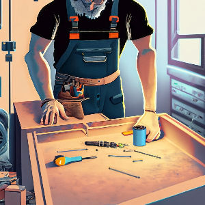 handyman assembling a desk