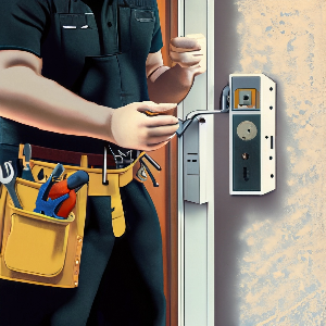 technician installing a smart doorbell
