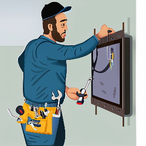 tv mounting technician on jobsite