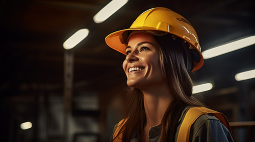 Woman electrician smiling at work